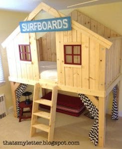 diy bed fort loft clubhouse beds plans build bunk pottery barn inspired bedroom furniture ana kid easy club letter surf