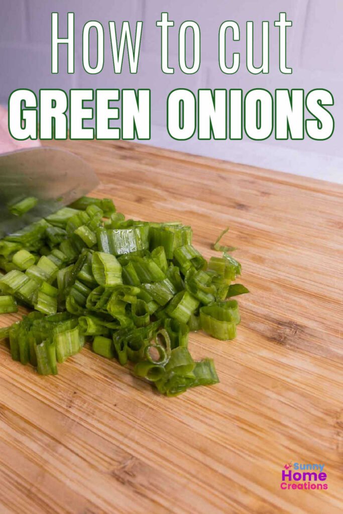 cut up green onions with the words "How to Cut Green Onions" overlaid.