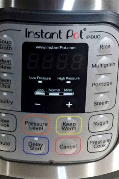 Closeup of buttons on the Instant Pot
