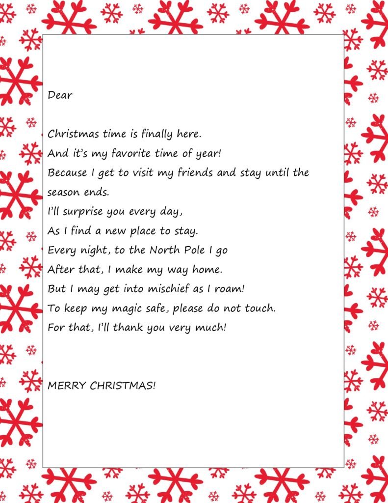 Elf on the Shelf Welcome Letter.